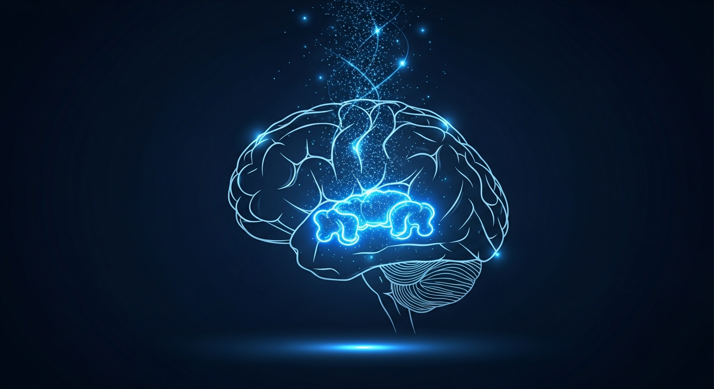 Ilustración de un cerebro humano en funcionamiento.